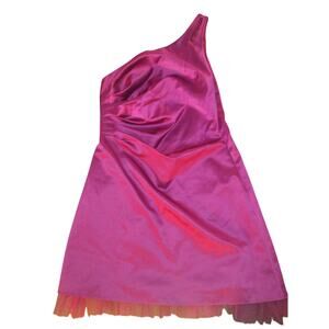NWT ABS One Shoulder Plum Satin Mini dress SZ 14